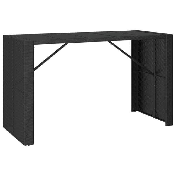 vidaXL barbord med glasplade 185x80x110 cm polyrattan sort