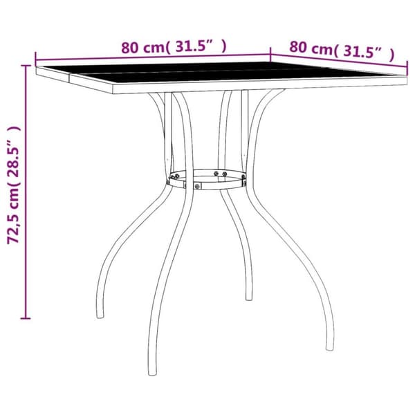 vidaXL Puutarhapöytä antrasiitti 80x80x72,5 cm teräsverkko