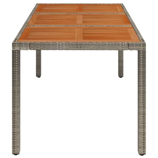 vidaXL havebord med træplade 150x90x75 cm polyrattan grå