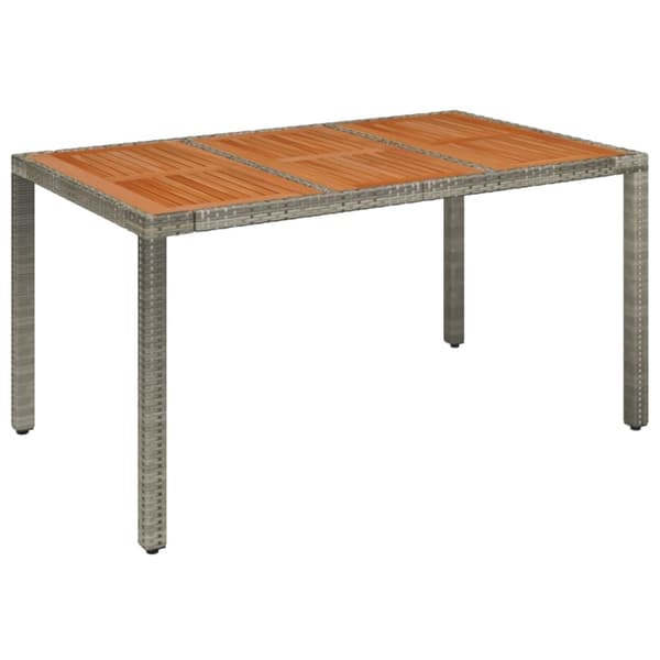 vidaXL havebord med træplade 150x90x75 cm polyrattan grå