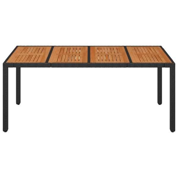 vidaXL havebord med træplade 190x90x75 cm polyrattan sort