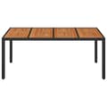 Miniatyrbillede 3 af 7: vidaXL havebord med træplade 190x90x75 cm polyrattan sort