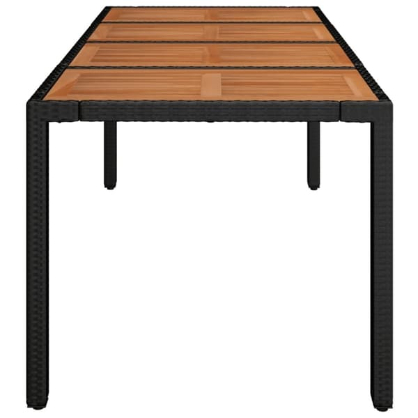 vidaXL havebord med træplade 190x90x75 cm polyrattan sort
