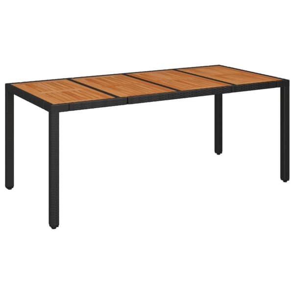 vidaXL havebord med træplade 190x90x75 cm polyrattan sort