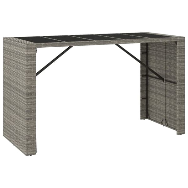 vidaXL Barbord med glasskiva grå 185x80x110 cm konstrotting