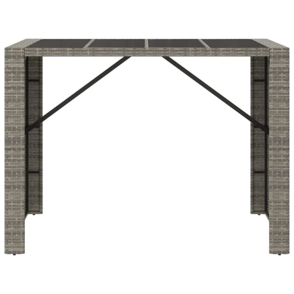vidaXL barbord med glasplade 145x80x110 cm polyrattan grå