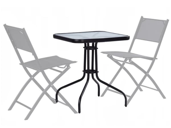 Trädgårdsbord - 60cm - Härdat glas - Svart