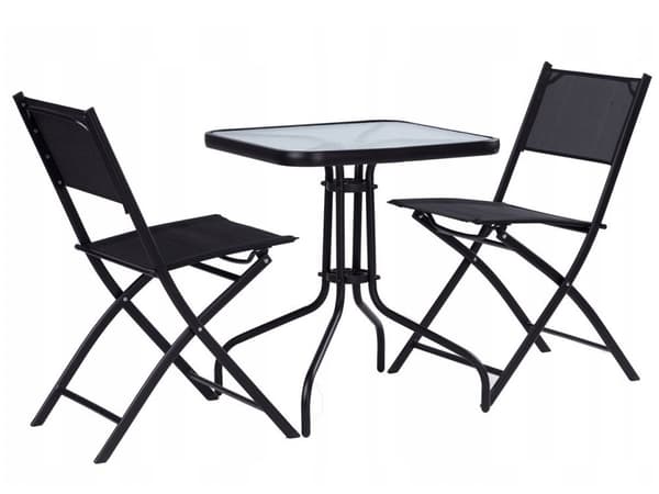 Trädgårdsbord - 60cm - Härdat glas - Svart