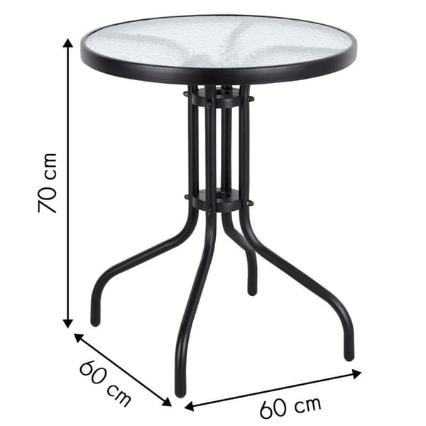 Trädgårdsbord - 60cm - Härdat glas - Svart