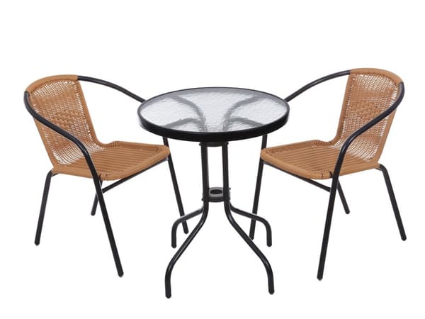 Trädgårdsbord - 60cm - Härdat glas - Svart