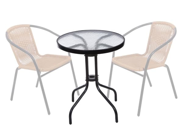 Trädgårdsbord - 60cm - Härdat glas - Svart