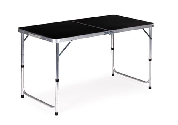Campingbord - 119,5x60x61,5-69,5 cm - med 4 pallar - svart