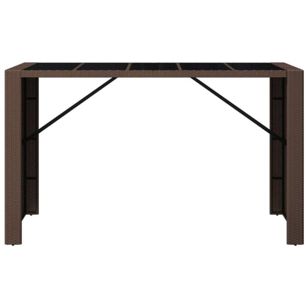 vidaXL Barbord med glasskiva brun 185x80x110 cm konstrotting