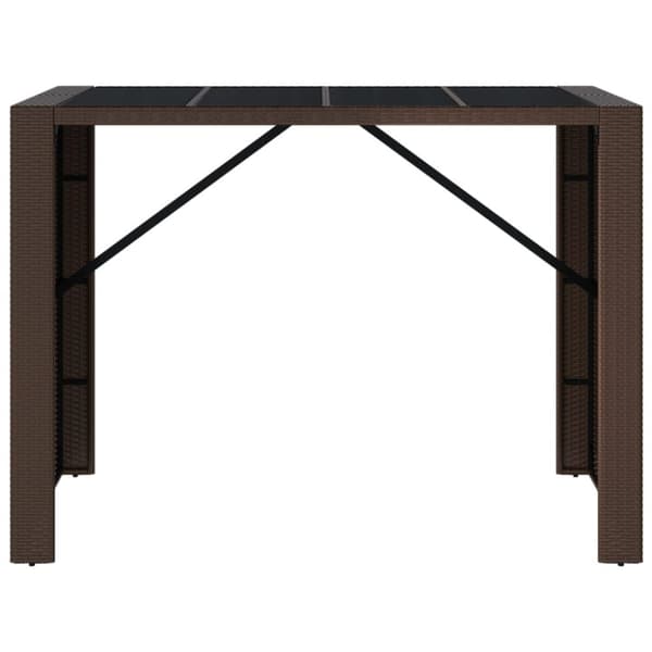 vidaXL barbord med glasplade 145x80x110 cm polyrattan brun