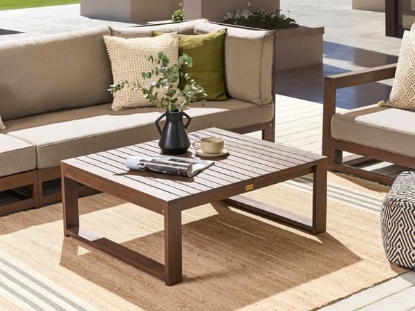 Utendørs sofabord Mørkt tre Akasietre 90 x 75 cm Moderne design Hagemøbler Uteplass
