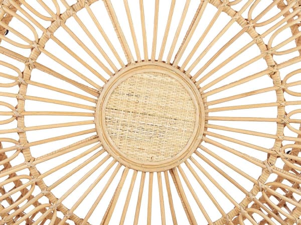 Rattan Have Sofabord Naturrattan 85 cm Rund Håndlavet Indendørs Udendørs Stue Terrasse Patio Boho Style