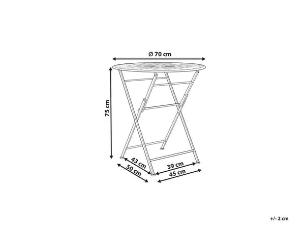 Have Bistro Bord Rød Metal Sammenfoldelig Udendørs UV Rustmodstand Fransk Retro Stil