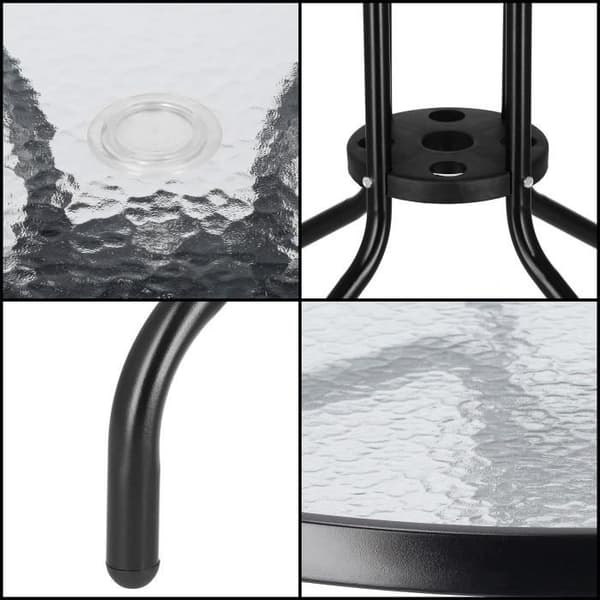 SPRINGOS® bistrobord - Runt trädgårdsbord Diameter 90 cm - Präglad glasskiva