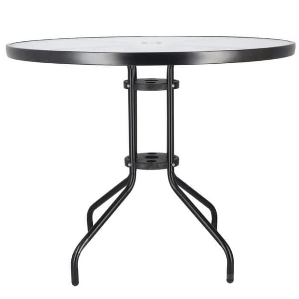 SPRINGOS® bistrobord - Runt trädgårdsbord Diameter 90 cm - Präglad glasskiva