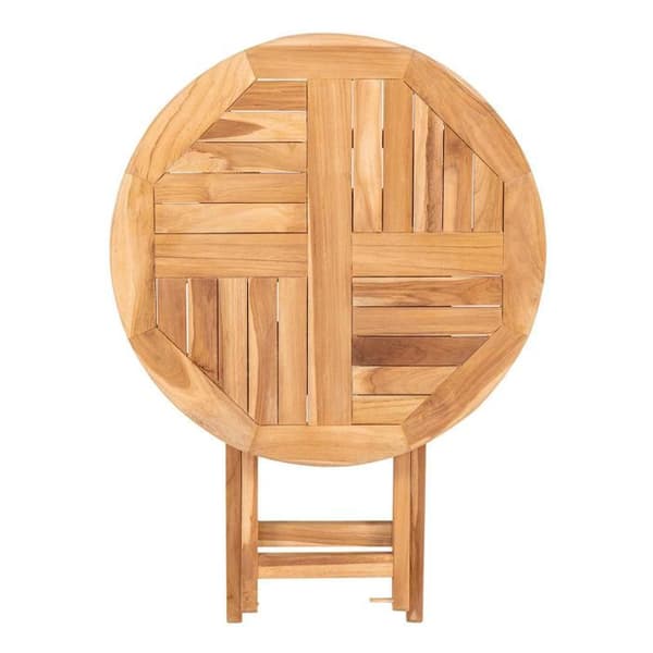 Trädgårdsbord Ø 70 cm + 2 stolar i teak