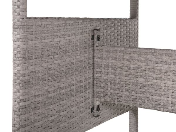 Udendørs spisebord i grå kunstrotting, 145 x 80 cm rektangulær plade i hærdet glas til 4 personer