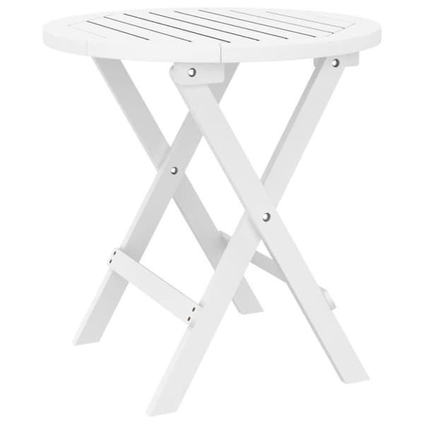 vidaXL foldbart havebord Ø46 cm massivt akacietræ hvid vidaXL foldbart havebord Ø46 cm massivt akacietræ hvid
