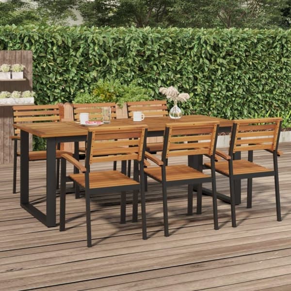 vidaXL Hagebord med U-ben 200x90x75 cm heltre akasie