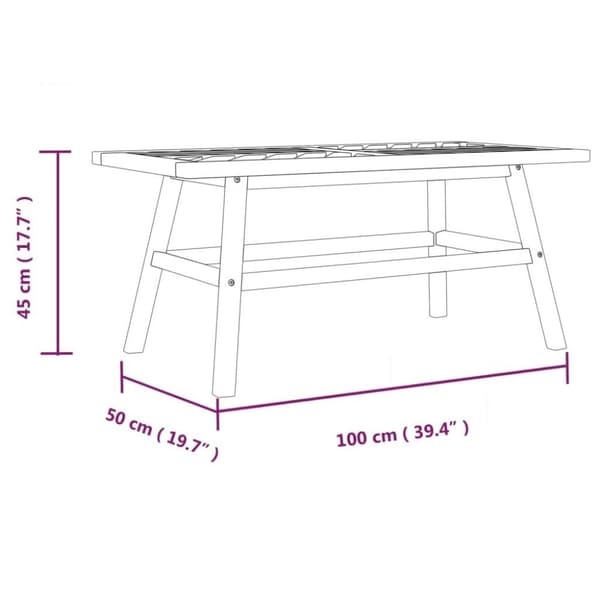 vidaXL Salongbord 100x50x45 cm heltre akasie
