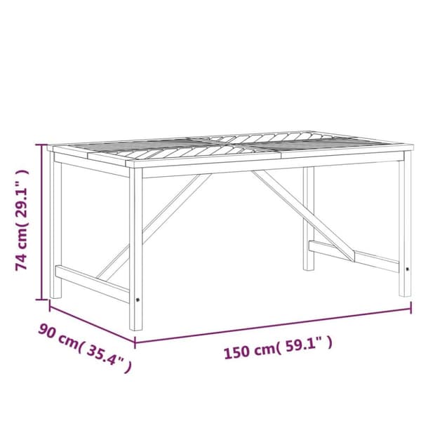 vidaXL Hagespisebord 150x90x74 cm heltre akasie