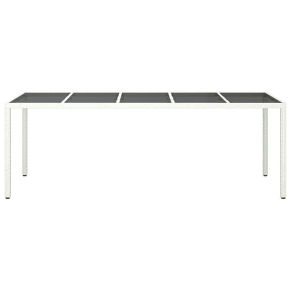 vidaXL Trädgårdsbord vit 250x100x75 cm konstrotting och härdat glas