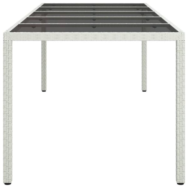 vidaXL Trädgårdsbord vit 250x100x75 cm konstrotting och härdat glas