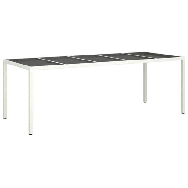 vidaXL Trädgårdsbord vit 250x100x75 cm konstrotting och härdat glas