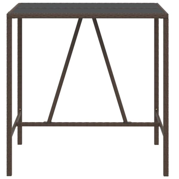 vidaXL Barbord med glasskiva brun 110x70x110 cm konstrotting