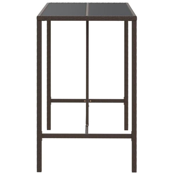 vidaXL Barbord med glasskiva brun 110x70x110 cm konstrotting