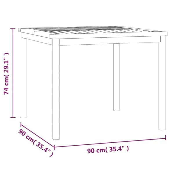 vidaXL havebord 90x90x74 cm massivt akacietræ