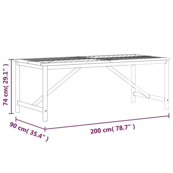 vidaXL havebord 200x90x74 cm massivt akacietræ