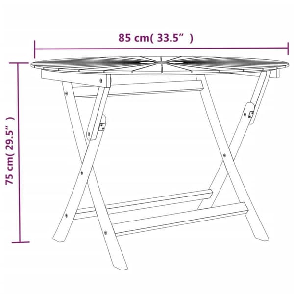 vidaXL foldbart havebord Ø 85x75 cm massivt teaktræ