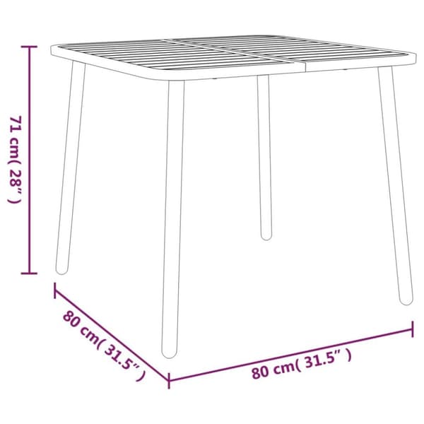 vidaXL Trädgårdsbord antracit 80x80x71 cm stål