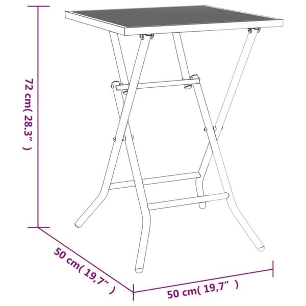 vidaXL foldbart havebord 50x50x72 cm stål og meshstof antracitgrå
