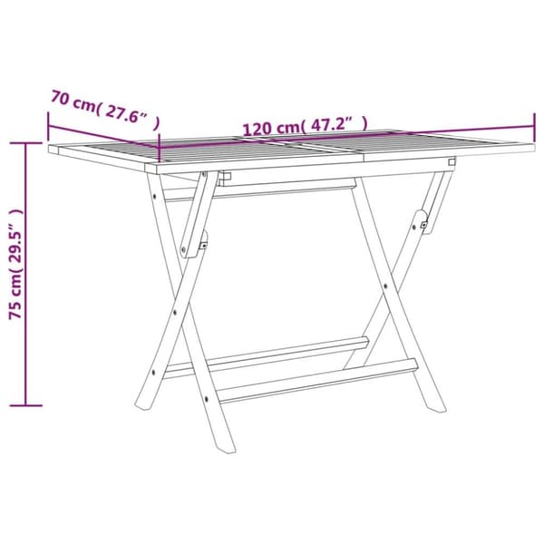 vidaXL foldbart havebord 120x70x75 cm massivt teaktræ grå