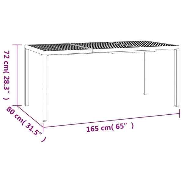 vidaXL Trädgårdsbord antracit 165x80x72 cm stål