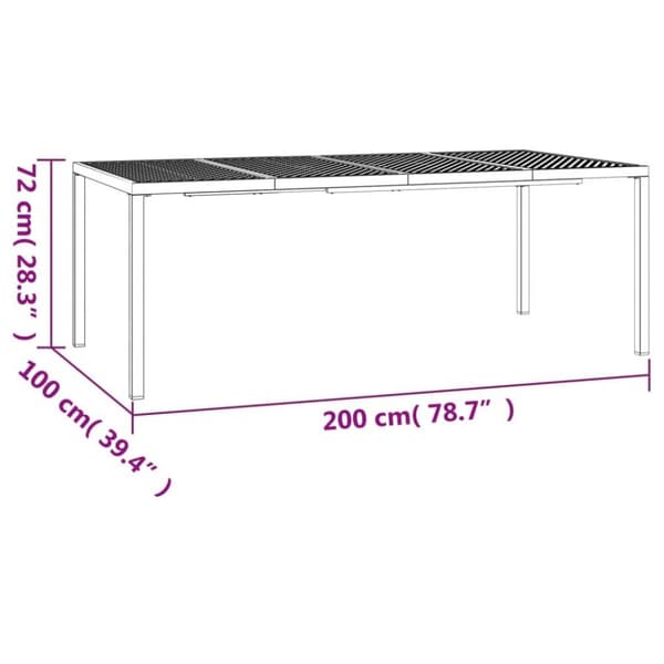 vidaXL Hagebord antrasitt 200x100x72 cm stål