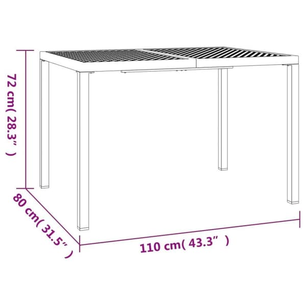 vidaXL Trädgårdsbord antracit 110x80x72 cm stål
