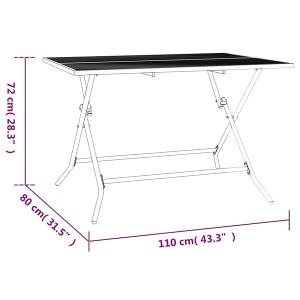 vidaXL Sammenleggbart hagebord antrasitt 110x80x72 cm stål netting