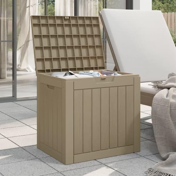 vidaXL Hageoppbevaringsboks lysebrun 55,5x43x53 cm polypropylen