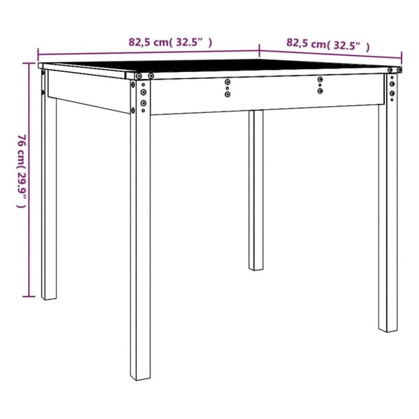 vidaXL Hagebord hvit 82,5x82,5x76 cm heltre furu
