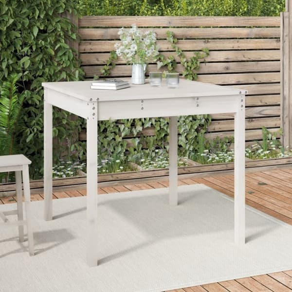 vidaXL Hagebord hvit 82,5x82,5x76 cm heltre furu