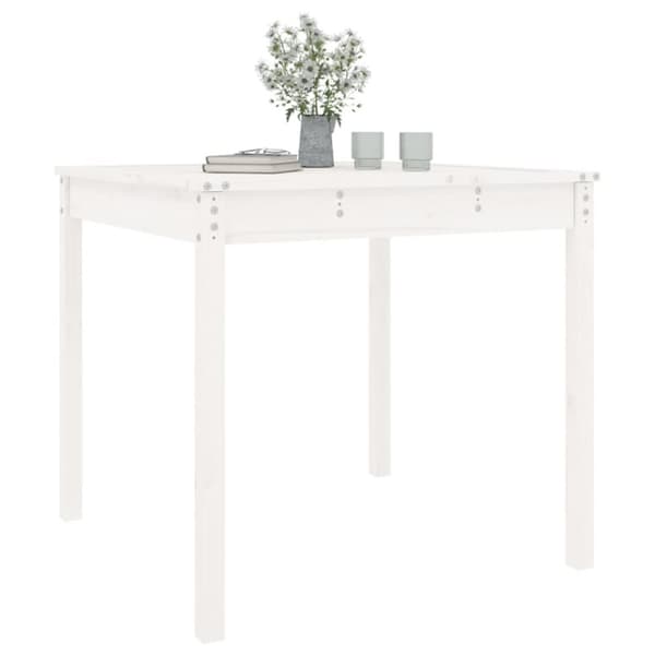 vidaXL Puutarhapöytä valkoinen 82,5x82,5x76 cm täysi mänty