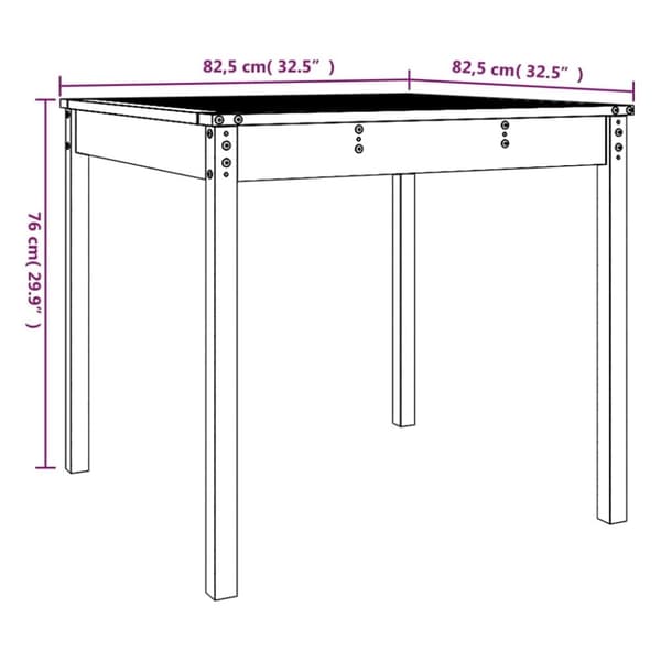 vidaXL havebord 82,5x82,5x76 cm massivt fyrretræ gyldenbrun