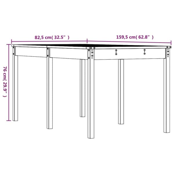 vidaXL havebord 159,5x82,5x76 cm massivt fyrretræ grå